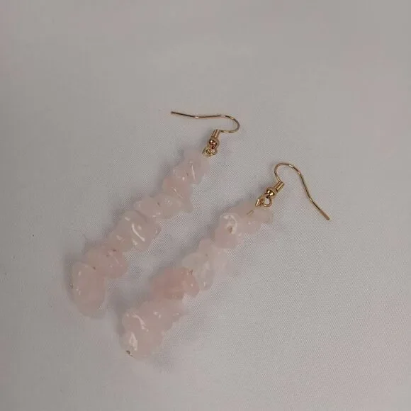 Rose quartz earrings boho bohemian western westerncore bohochic bohemianchic - Picture 3 of 3